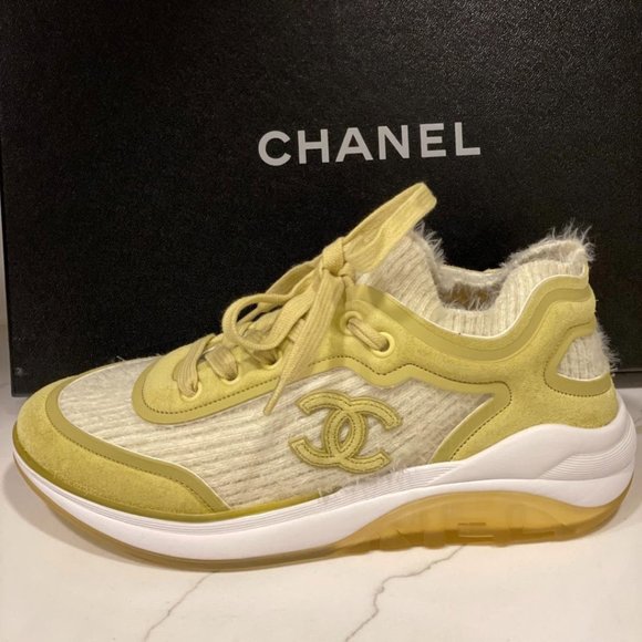 CHANEL 19B Fabric Suede TPU Rubber Lace Up Low Top Sneakers Kicks Shoes